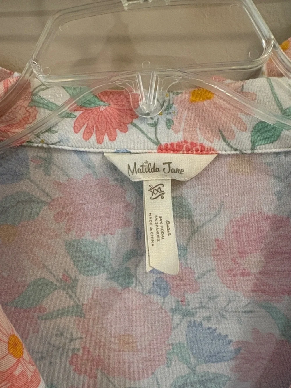 Matilda Jane Pastel Floral Button-Up PJ Set in Coral, Mint & Blue - Picture 2 of 13